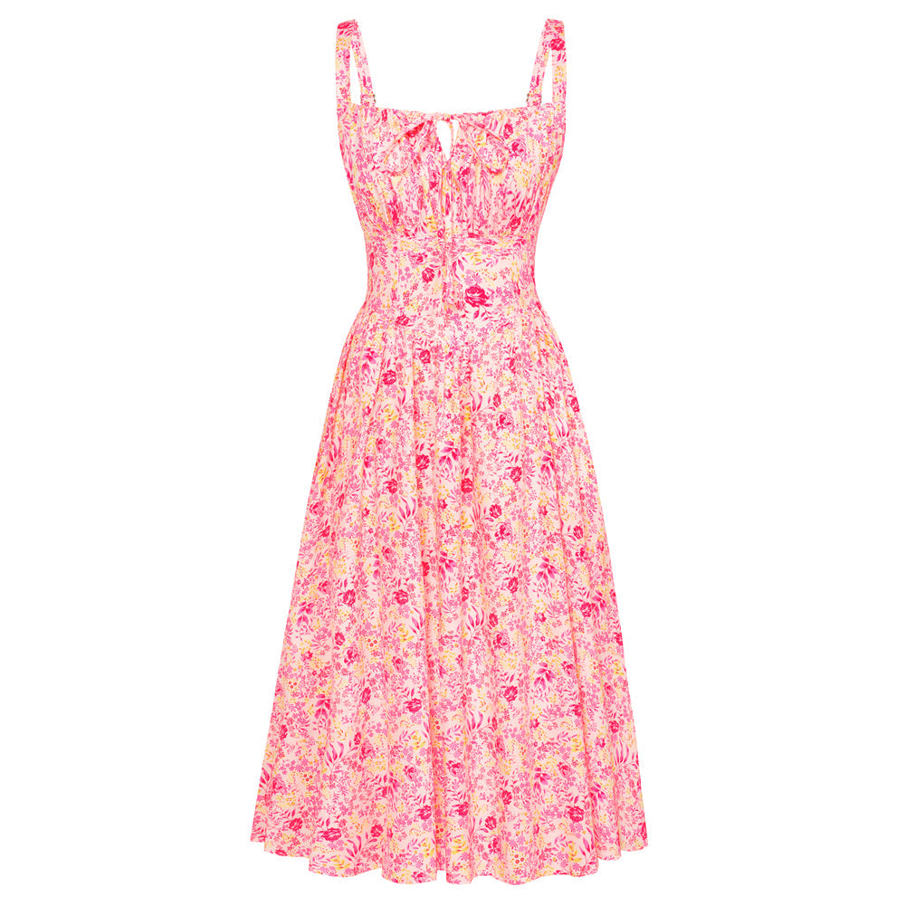 Sommer Bequeme Blumenkleid mit Taschen