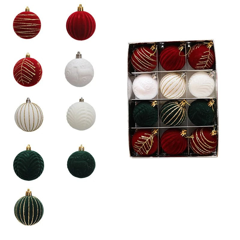 Kerstbal ornament set gemaakt van fluweel