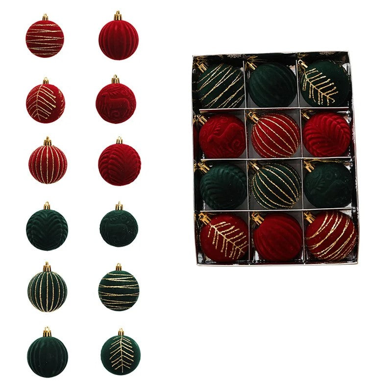 Kerstbal ornament set gemaakt van fluweel