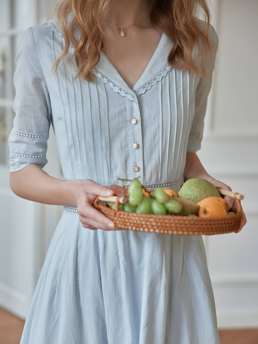 Fiona 100% Baumwolle Denim Blau Midi Kleid