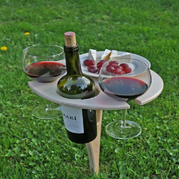 Opvouwbare picknicktafel met wijnhouder