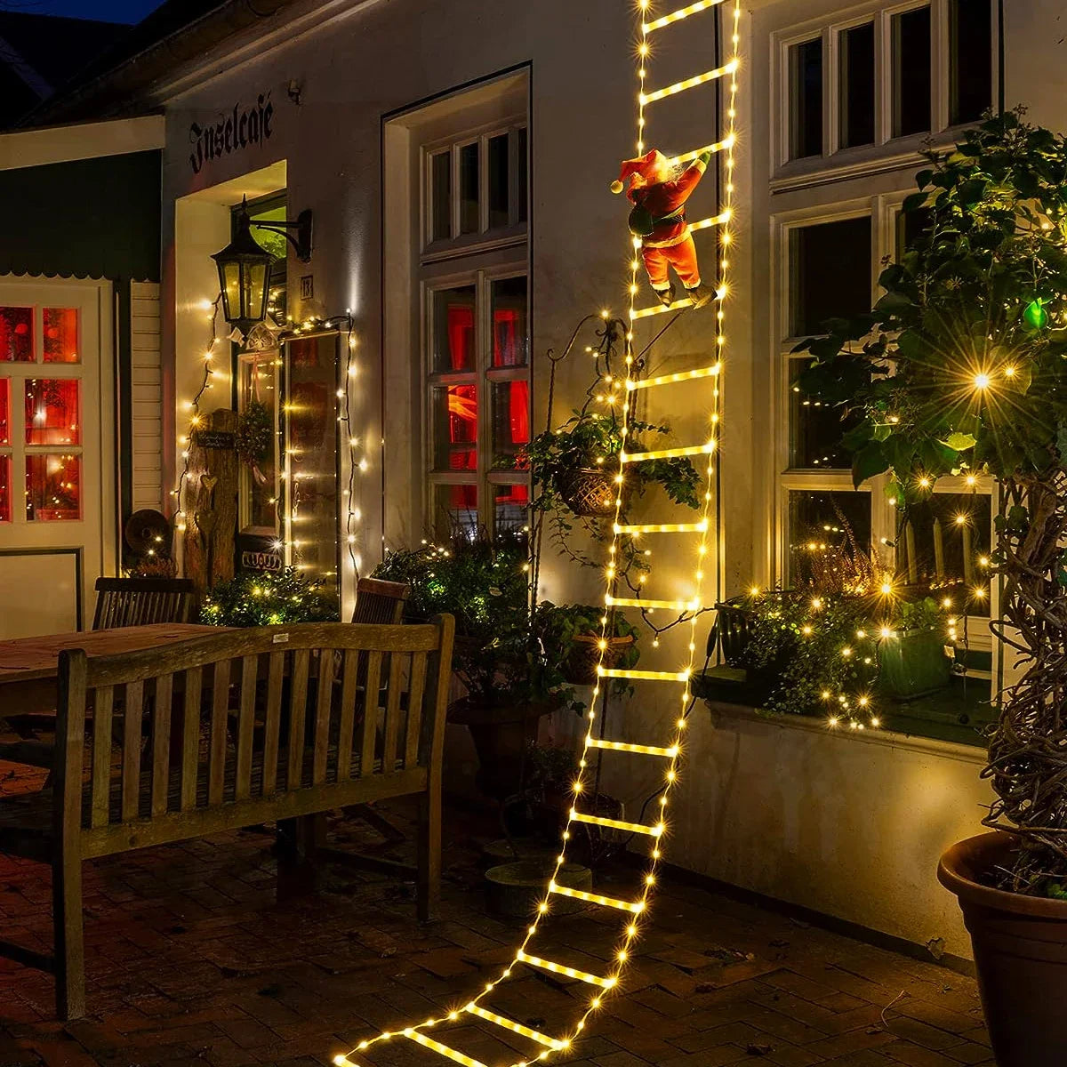 LED-kerstladder met kerstmandecor