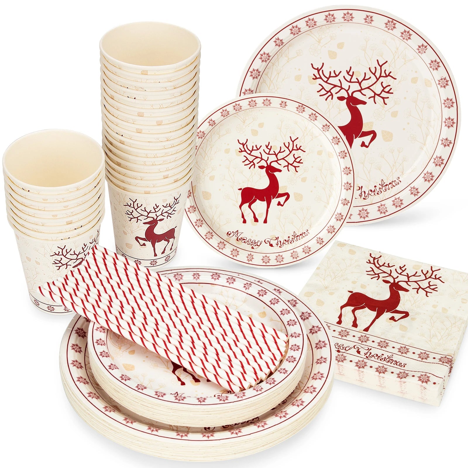 Kerst wegwerpservies set