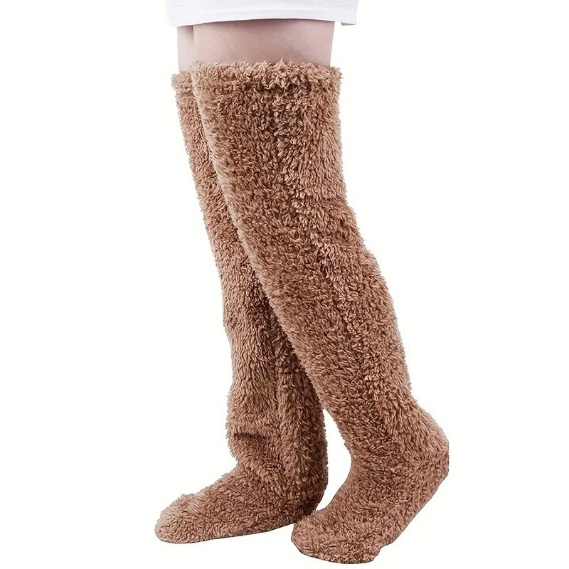 Cuddly Overbnee Fleece Socks