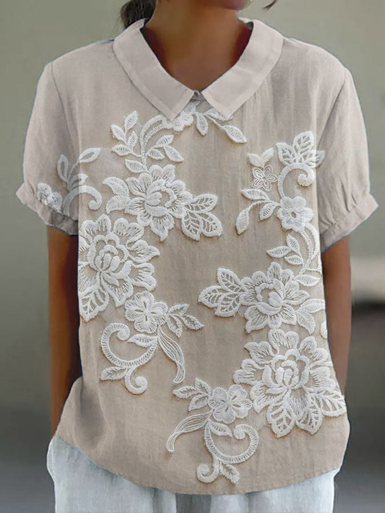 Claire – Vintage-Blusenshirt mit Blumenstickerei