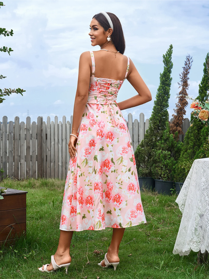 Gerüschtes Bustier Kleid mit Spalt und Trägern