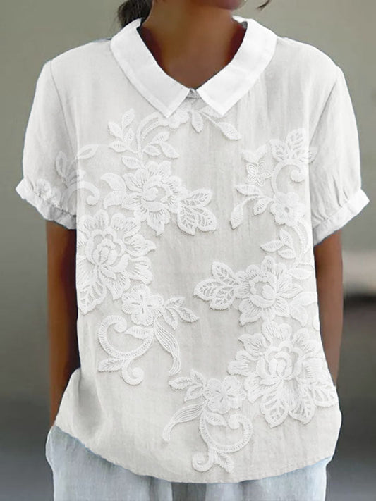 Claire – Vintage-Blusenshirt mit Blumenstickerei
