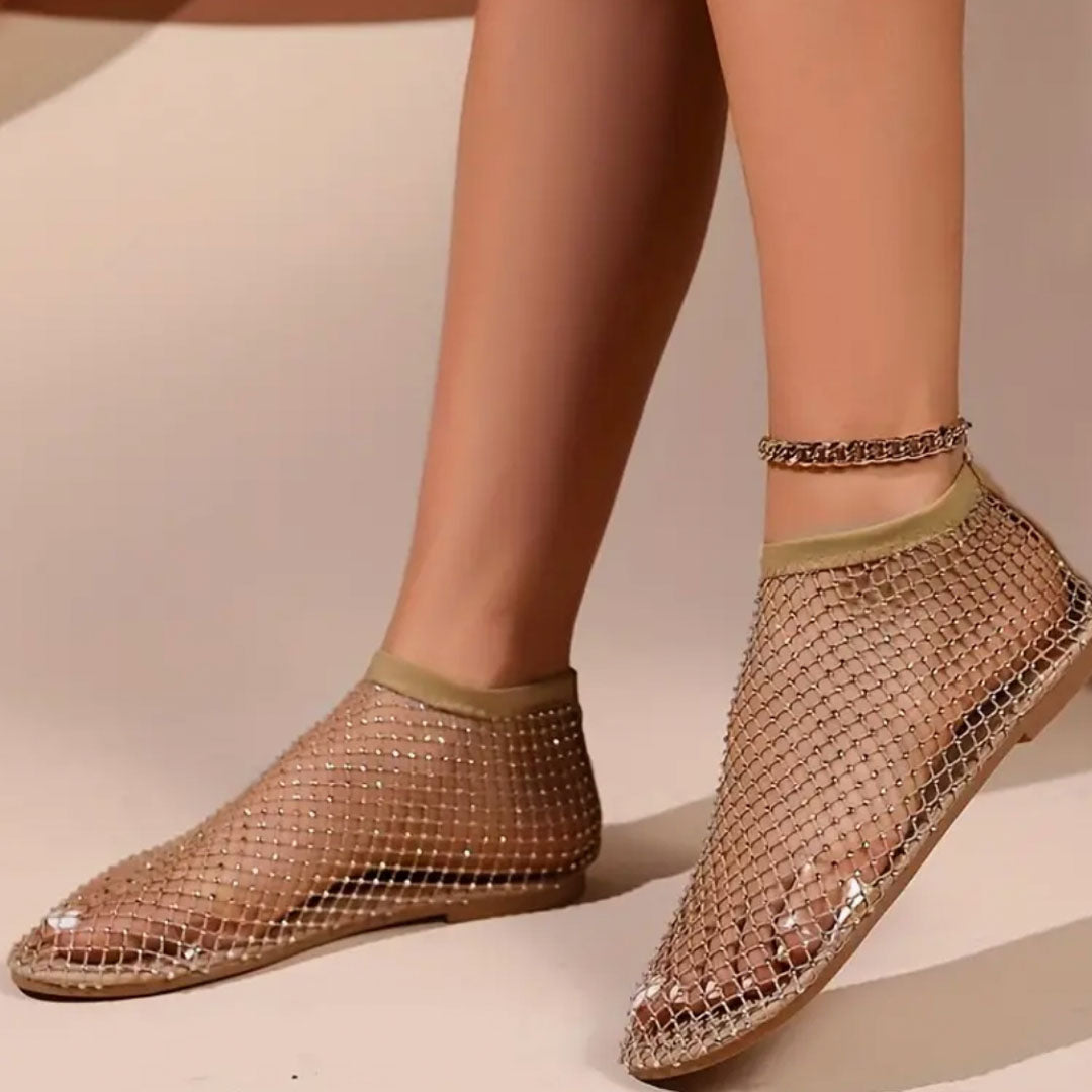 Vallova- Glitzernde Mesh-Kettensandalen