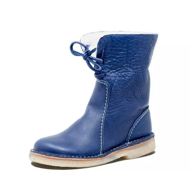 Blaue Winterstiefel mit Wollfutter