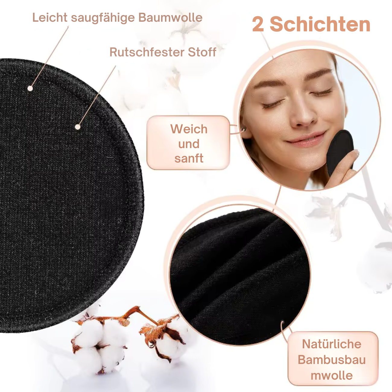 Set van 10 herbruikbare pads voor het verwijderen van make-up