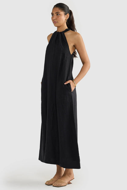 Luna Leinen Neckholder-Kleid – Luftiges Sommerkleid aus 100% Leinen