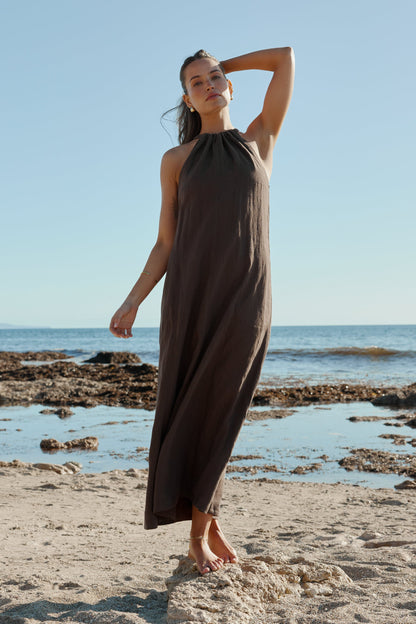 Luna Leinen Neckholder-Kleid – Luftiges Sommerkleid aus 100% Leinen