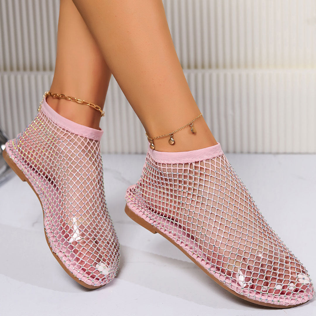 Vallova- Glitzernde Mesh-Kettensandalen
