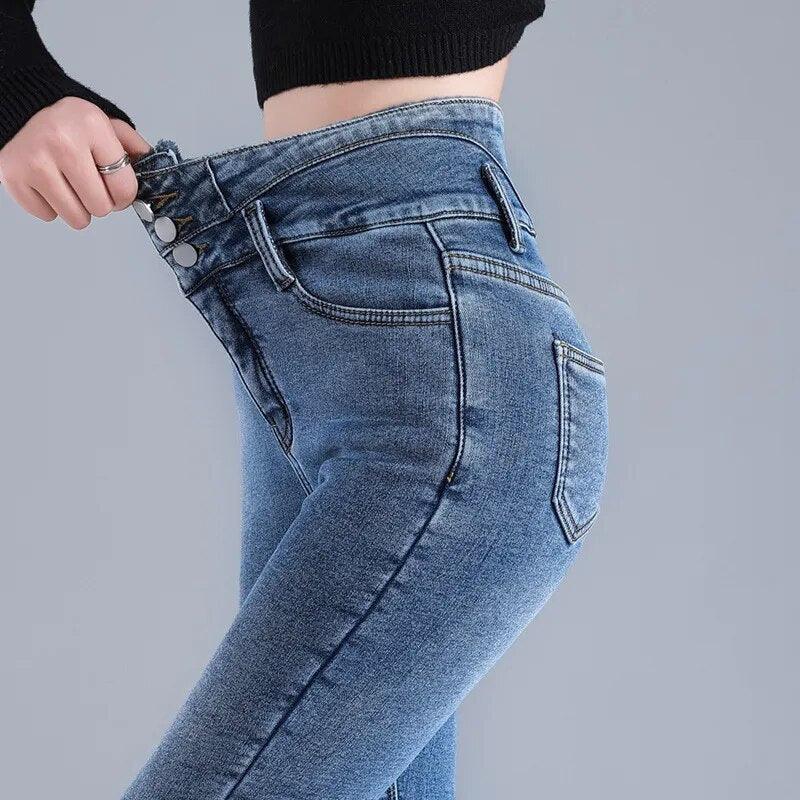 Winter stretch jeans van fleece