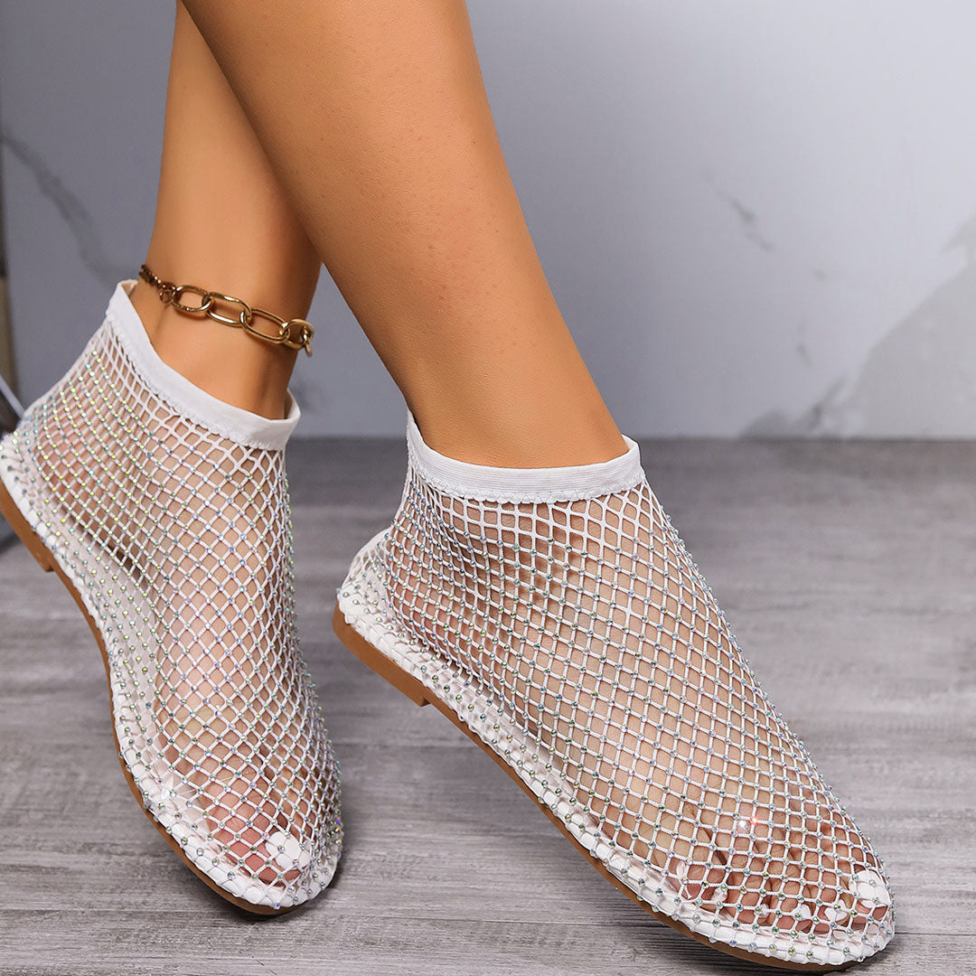 Vallova- Glitzernde Mesh-Kettensandalen