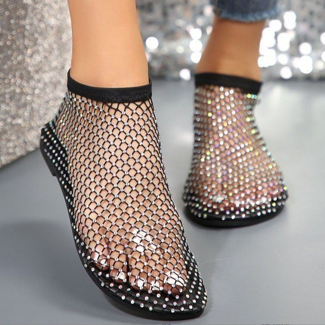 Vallova- Glitzernde Mesh-Kettensandalen