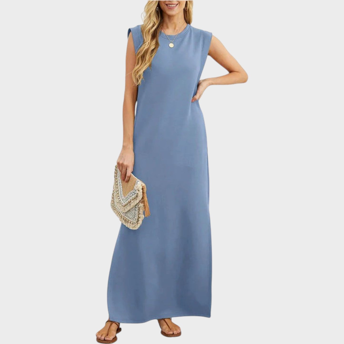 EMY – Knitterfreies, fließendes Sommerkleid mit Schlitz & Taschen