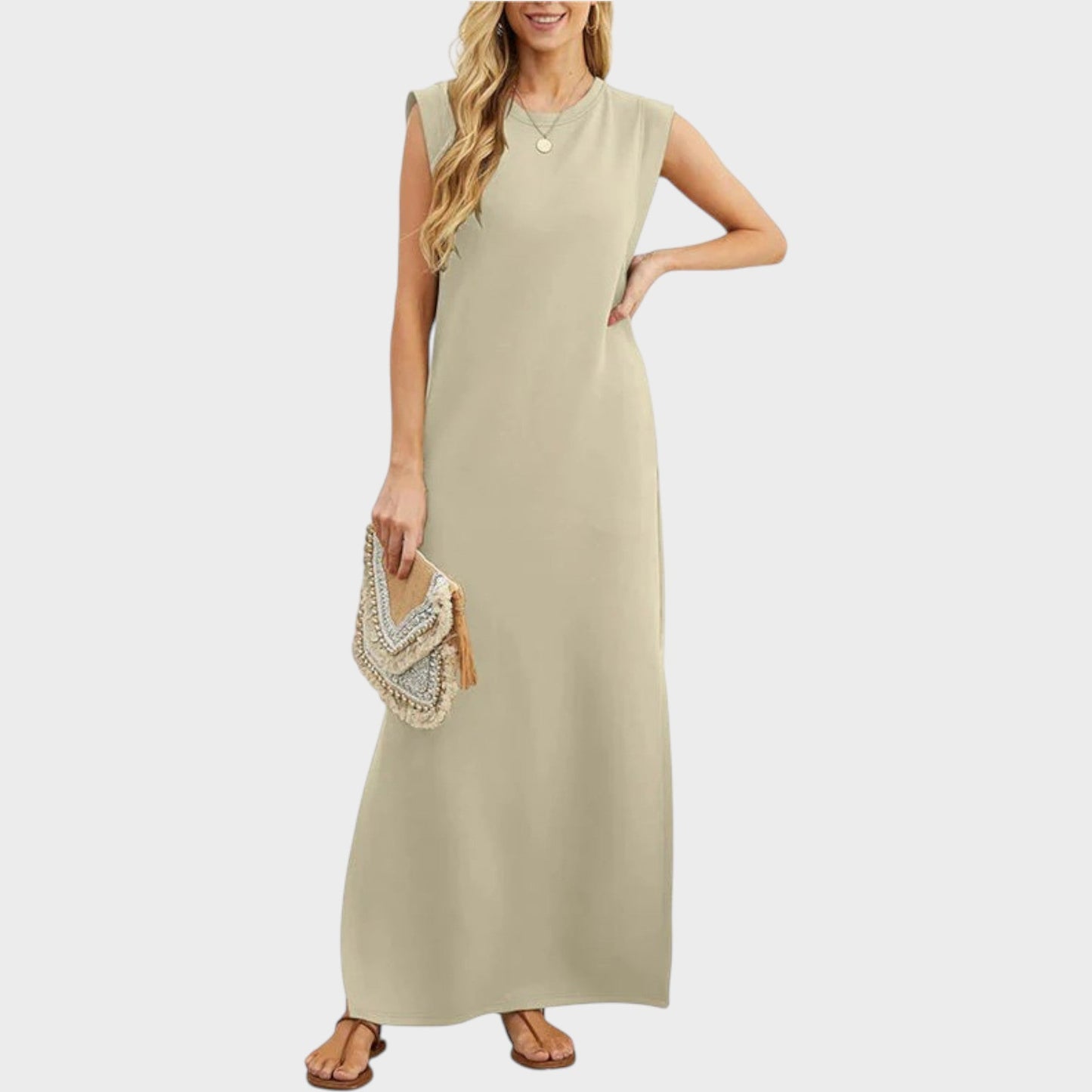 EMY – Knitterfreies, fließendes Sommerkleid mit Schlitz & Taschen