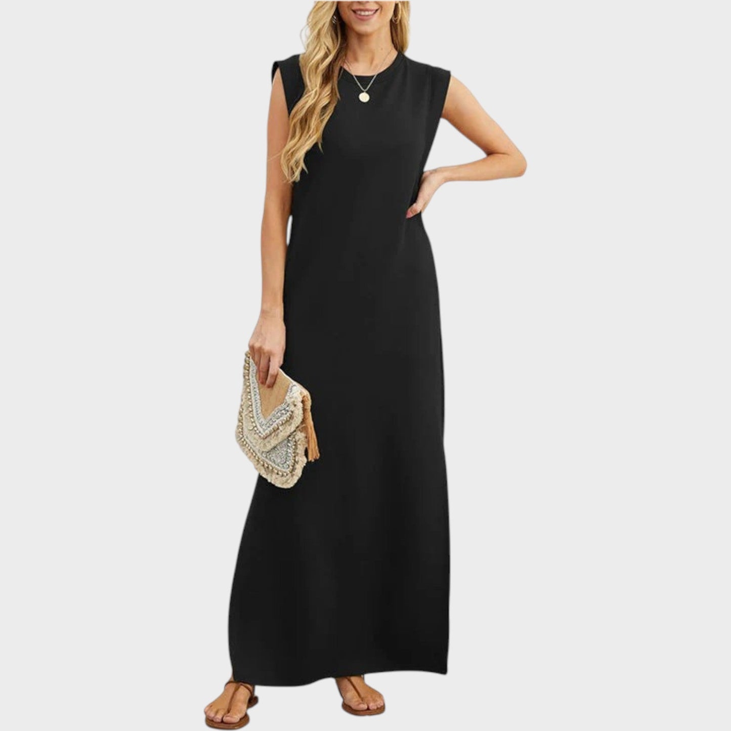 EMY – Knitterfreies, fließendes Sommerkleid mit Schlitz & Taschen