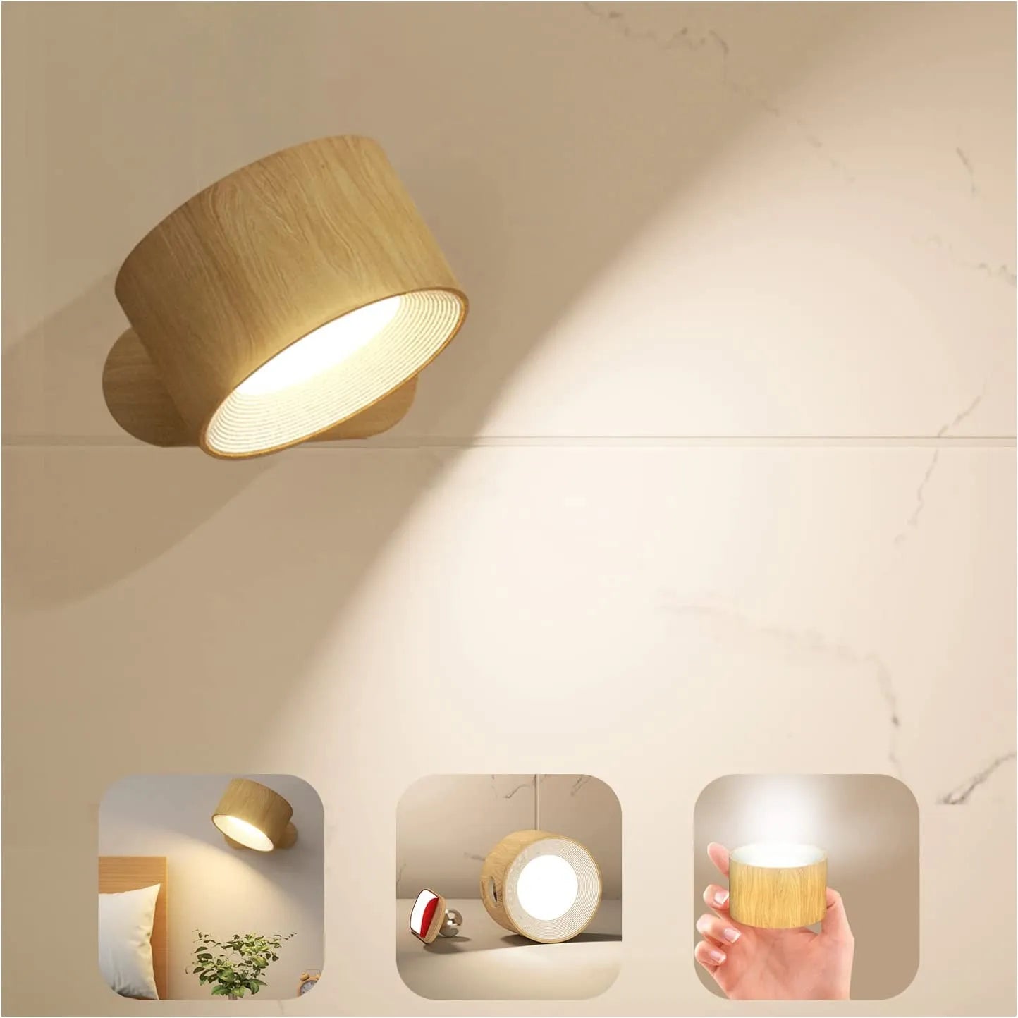 360 ° draadloze oplaadbare wandlamp